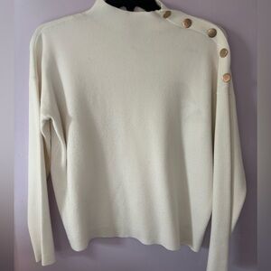 Tahari Sweater Mock Turtleneck Size XL Eggshell Winter White.